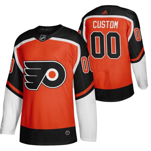 Cheap Men Philadelphia Flyers 00 Custom Orange NHL 2021 Reverse Retro jersey